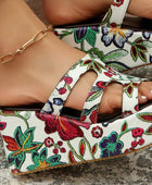 Cutout Floral Peep Toe Sandals - Body By J'ne