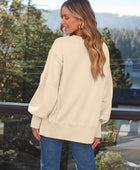 Slit Round Neck Long Sleeve Sweatshirt