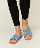 Raw Trim Denim H-Band Flat Sandals - Body By J'ne