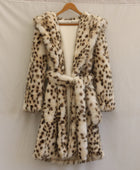 Leopard Print Faux Fox Fur Coat