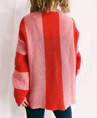 Color Block Round Neck Long Sleeve Sweater