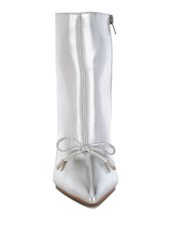 Capper Bow Detail Metallic High Ankle Boots - Body By J'ne