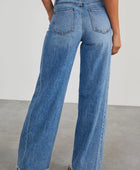 Raw Hem Wide Leg Jeans with Pockets - Body By J'ne