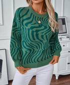 Geometric Round Neck Long Sleeve Sweater