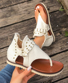 Studded Raw Hem Flat Sandals - Body By J'ne