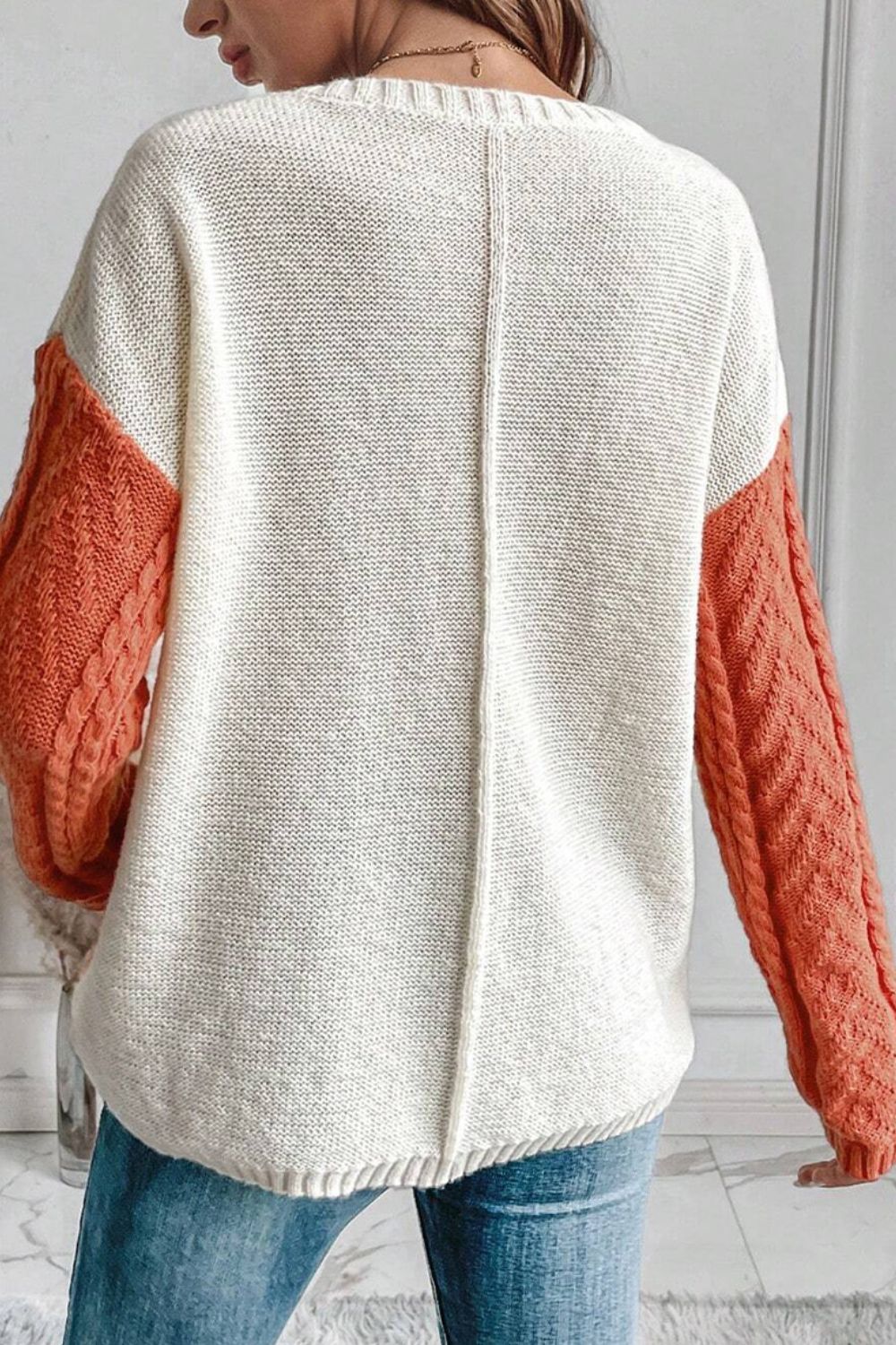 Color Block Round Neck Long Sleeve Sweater - Body By J'ne