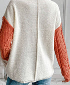 Color Block Round Neck Long Sleeve Sweater