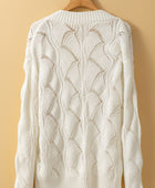 Openwork V-Neck Long Sleeve Sweater