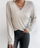 Surplice Dropped Shoulder Long Sleeve T-Shirt