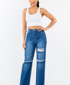 High Waist Distressed Wide Leg Jeans