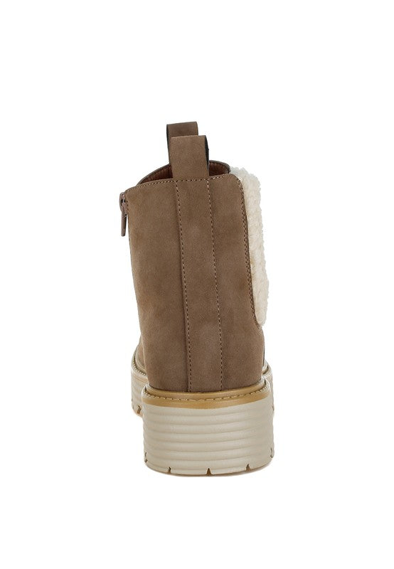 Mothman Faux Fur Detail Chunky Ankle Boots - Body By J'ne