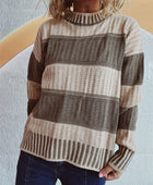 Contrast Round Neck Long Sleeve Sweater