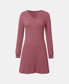 Texture V-Neck Long Sleeve Dress