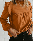 Ruffled Mock Neck Long Sleeve Blouse - Body By J'ne