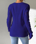 Openwork V-Neck Long Sleeve Sweater