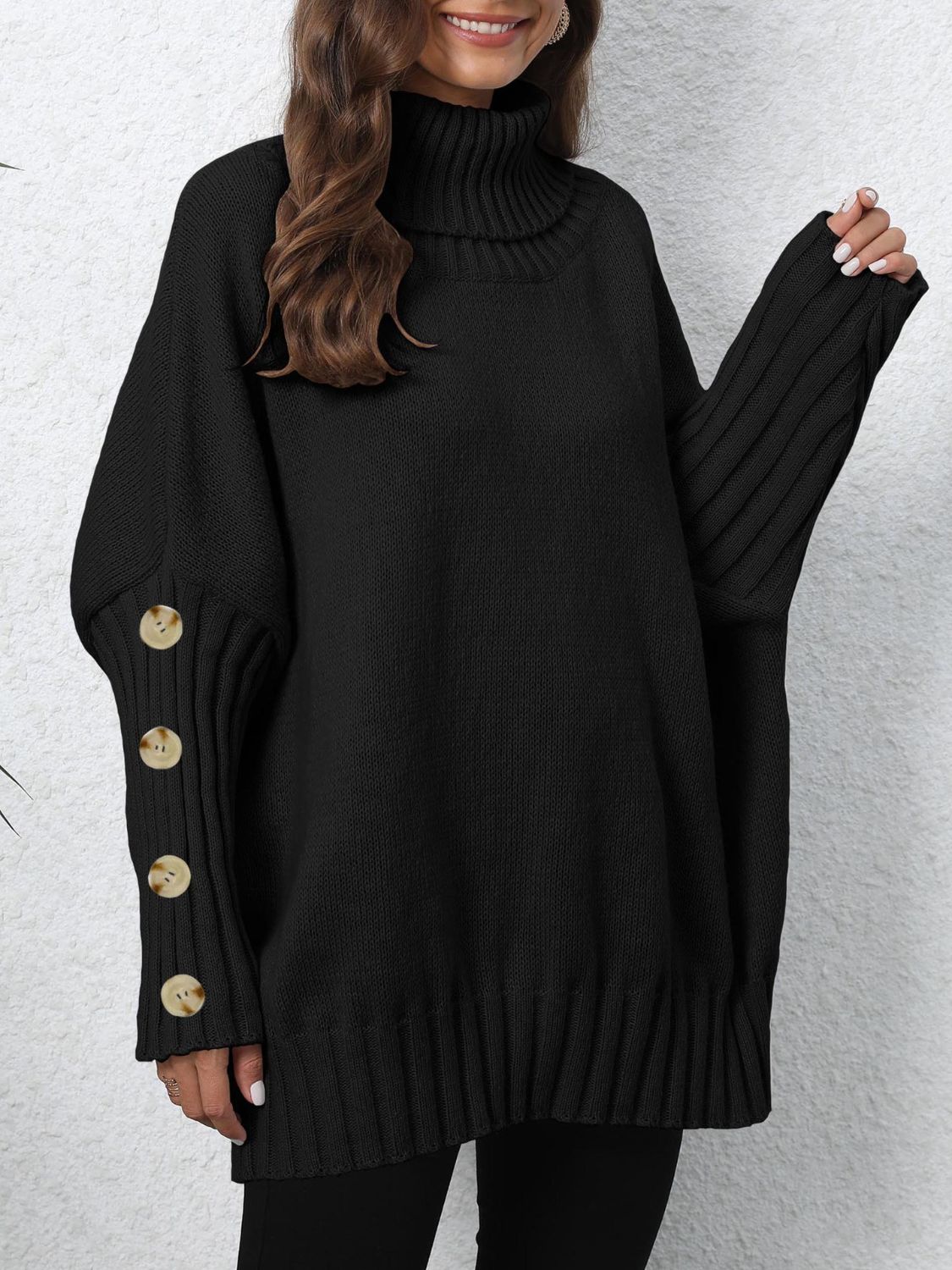 Turtleneck Long Sleeve Sweater - Body By J'ne