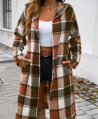 Devine Plaid Long Sleeve Hooded Coat