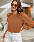 Round Neck Balloon Sleeve Blouse - Body By J'ne