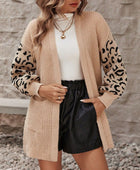 Pocketed Leopard Open Front Cardigan