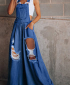 Distressed Wide Leg Denim Overalls - Body By J'ne