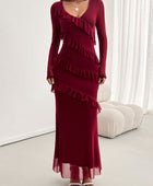 Devine Ruffled Surplice Long Sleeve Maxi Dress