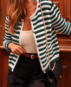 Striped Button Up Long Sleeve Cardigan