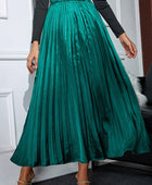 Elastic Waist Pleated Midi Skirt