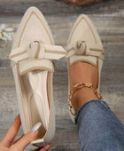 Bow Contrast Trim Point Toe Loafers - Body By J'ne