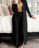 Open Front Long Sleeve Cardigan and Pants Lounge Set