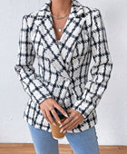 Lapel Collar Long Sleeve Blazer with Pockets