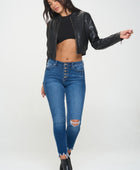 Coalition LA Zip Up Cropped Bomber Jacket