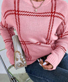 Contrast Round Neck Long Sleeve Sweater