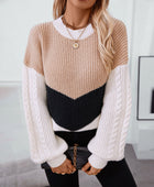 Contrast Round Neck Long Sleeve Sweater