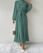 Tie Waist Long Sleeve Dress