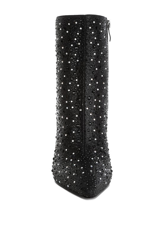 Lobelia Rhinestones Embellished Stiletto Boots - Body By J'ne
