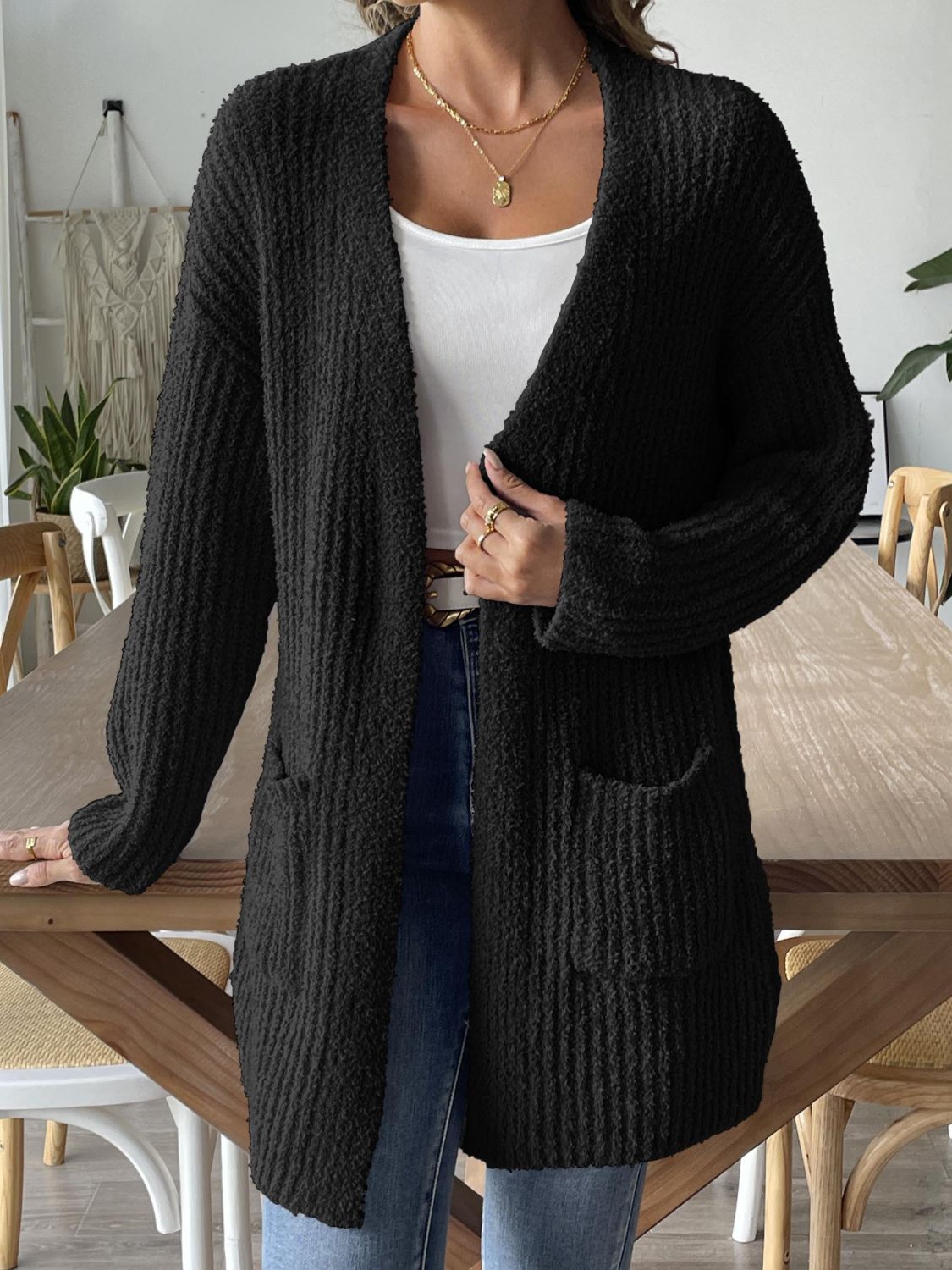 Open Front Long Sleeve Cardigan - Body By J'ne