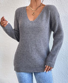 Crisscross V-Neck Long Sleeve Sweater