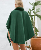 Fuzzy Trim Open Front Poncho