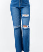 High Waist Distressed Wide Leg Jeans