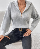 Honey Half Zip Dropped Shoulder Sweater