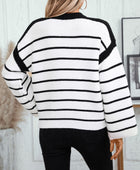 Striped Round Neck Long Sleeve Sweater