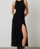 Side Slit Round Neck Sleeveless Dress