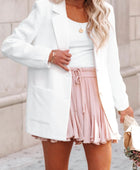 Buttoned Lapel Collar Long Sleeve Blazer