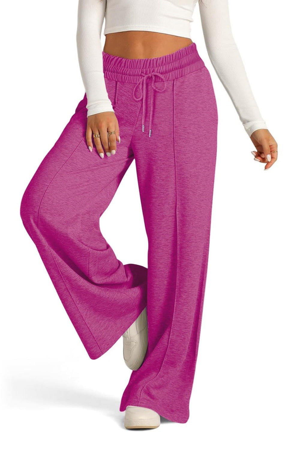 Drawstring Elastic Waist Wide Leg Pants - Body By J'ne