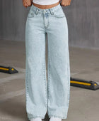 Bow Back Wide Leg Jeans with Pockets