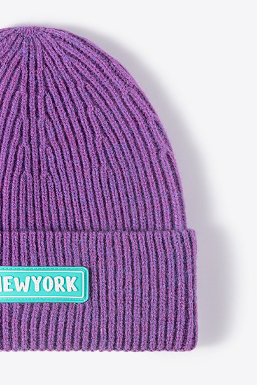 NEWYORK Patch Rib-Knit Cuffed Beanie - Body By J'ne
