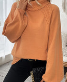 Cable-Knit Turtleneck Long Sleeve Sweater