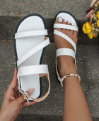 Open Toe PU Leather Sandals - Body By J'ne