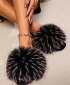 Fuzzy Open Toe Flat Sandals