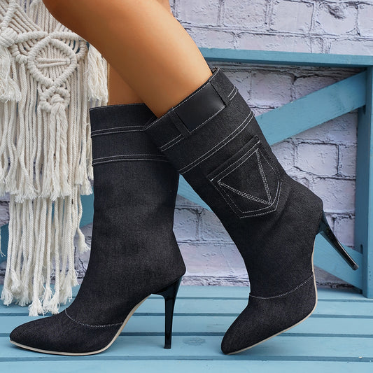 The Denim Stiletto Boot - Body By J'ne